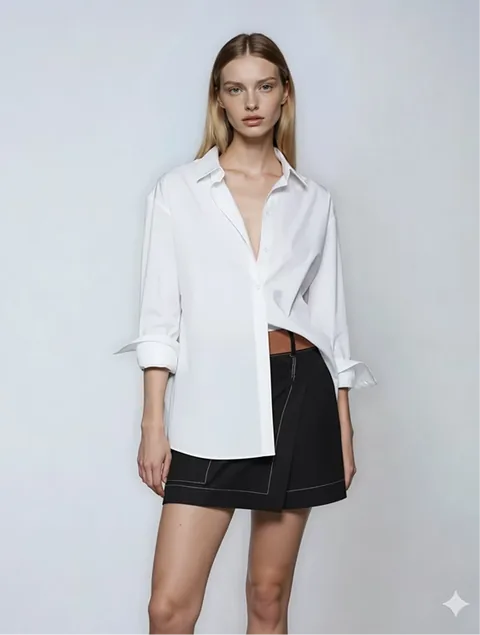 White shirt on a model, back view
