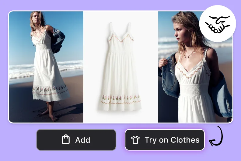 A white summer dress shown flat and then worn on a beach shoot